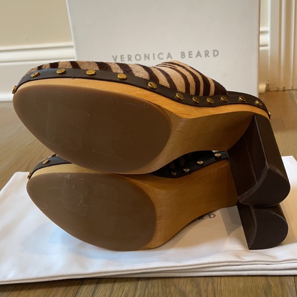 Veronica Beard Grita Clogs calf hair tiger print size 7.5 - Picture 2 of 6